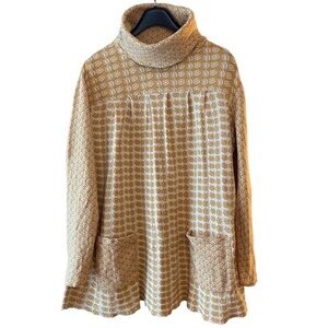 April Cornell "Norway" Tunic Sweater, Gold and Cream, 100% Cotton